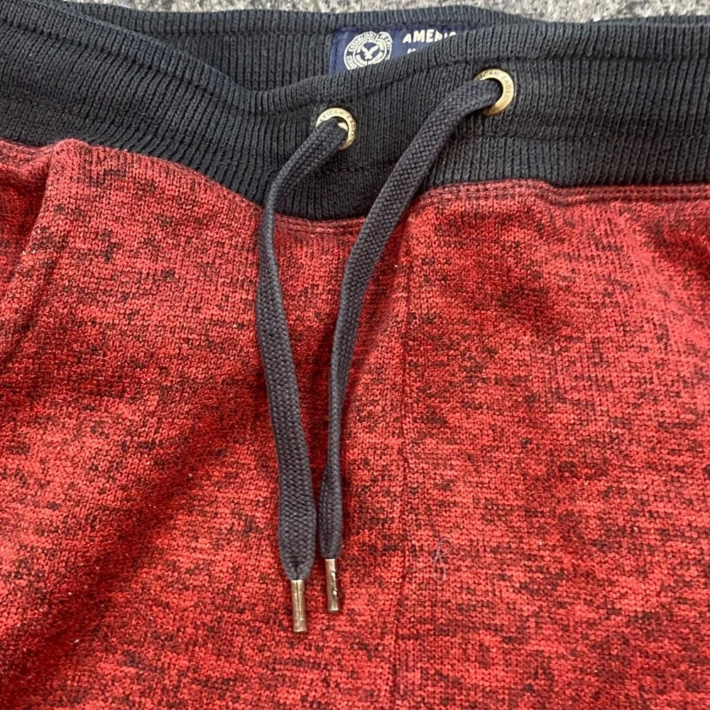 American Eagle Joggers Sz XS Mens Red Marled Skater Striped Cuffs Sweatpants